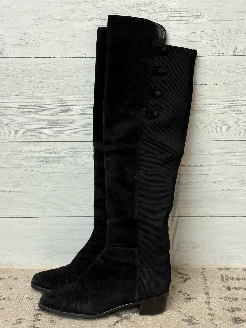 Women's Black Over the Knee-High Block Heel Boots by Stuart Weitzman